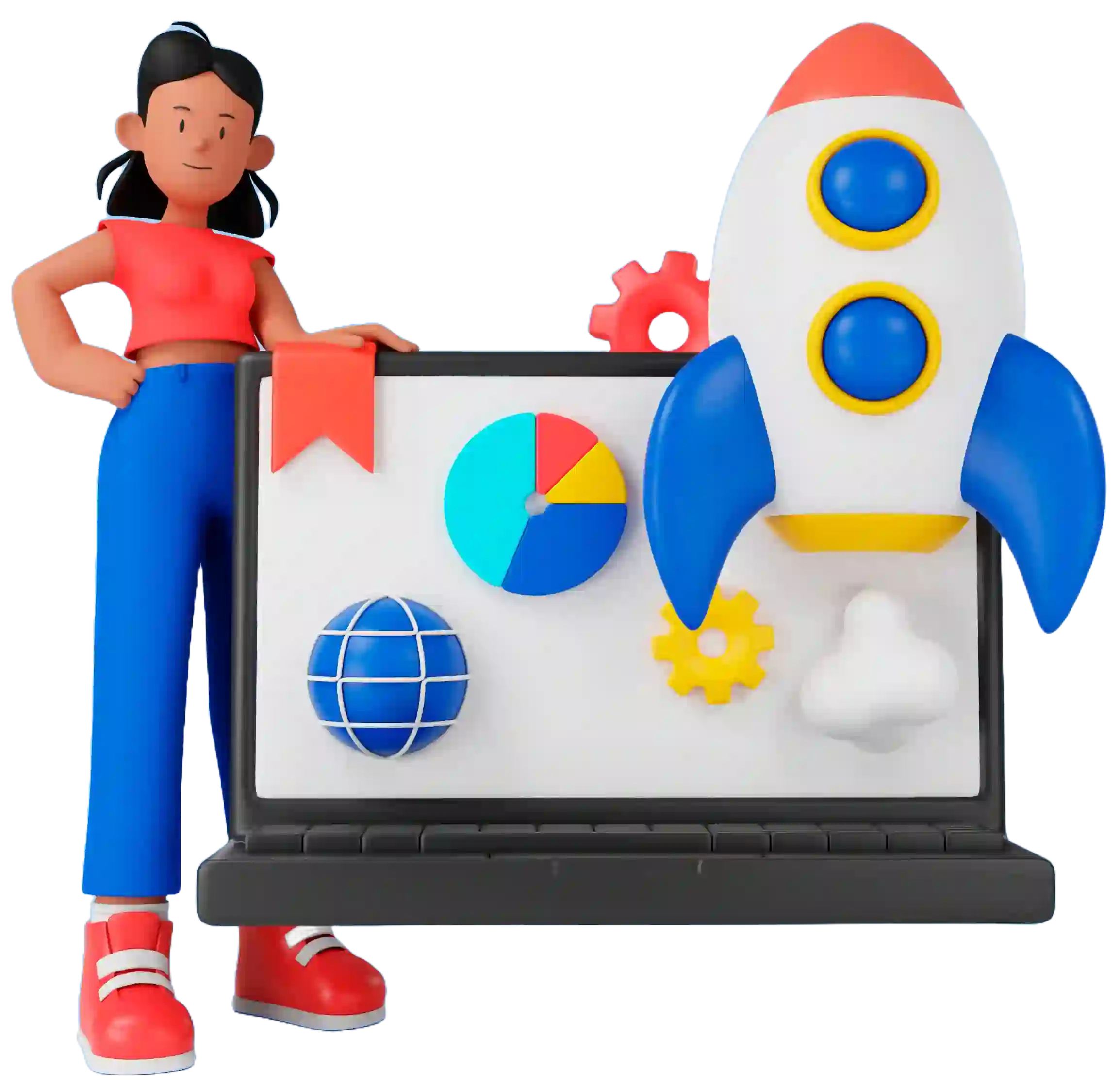 3D illustration of a business website design service package