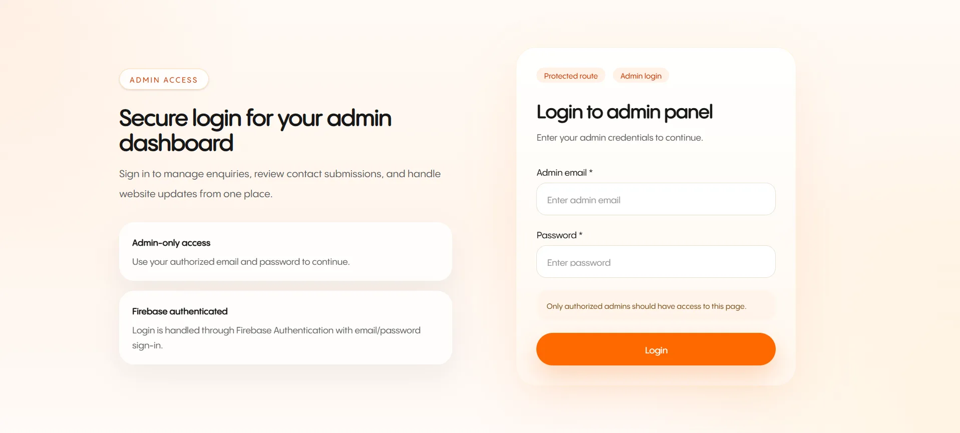 Admin login access